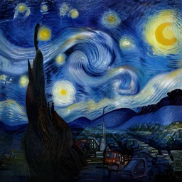 an eclipse scenery in starry night style