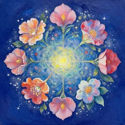 astral array of flowers gouache