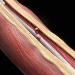 detailed realistic illustration of a neuromuscular junction