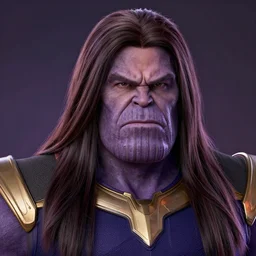 a portrait of nancy ajram as thanos, the pixar adaptation, with same hairstyle, angry facial expressions, hyper detailed, digital art, trending in artstation, cinematic lighting, studio quality, smooth render, unreal engine 5 rendered, octane rendered