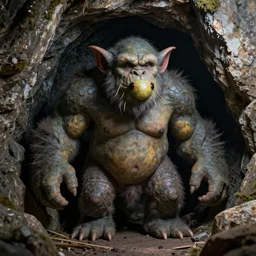 cave troll with a small insect head, HD, octane render