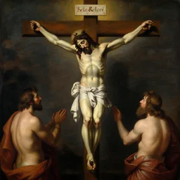 sexy jesus christ being crucified, painting by wlop and john roddam spencer stanhope