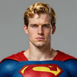 portrait of a superman with short blond hair and blue eyes, nordic, highly detailed, digital painting, artstation, concept art, wallpaper, smooth, sharp focus, illustration, art by artgerm and greg rutkowski and alphonse mucha