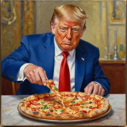 trump making a pizza oil on canvas, intricate, portrait, 8 k highly professionally detailed, hdr, cgsociety