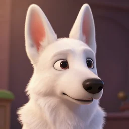 a film still from zootopia main character portrait anthro anthropomorphic albino german shepard head animal person fursona pixar and disney animation, sharp, rendered in unreal engine 5, anime key art by greg rutkowski, bloom, dramatic lighting