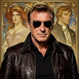 sean connery as james bond wearing sunglasses and a leather jacket, photography of kurzgesagt, deep focus, d & d, fantasy, intricate, elegant, highly detailed, digital painting, artstation, concept art, matte, sharp focus, illustration, hearthstone, art by artgerm and greg rutkowski and alphonse mucha