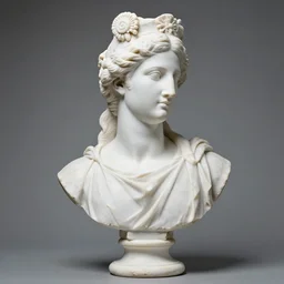 white exquisite ancient greek bust in stone