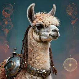 llama with dreadlocks, industrial sci-fi, by Mandy Jurgens, Ernst Haeckel, James Jean, artstation, concept art, with beautiful colors
