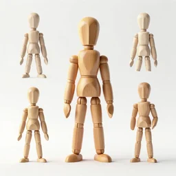 wooden figure design, character sheet, Moebius, Greg Rutkowski, Zabrocki, Karlkka, Jayison Devadas, Phuoc Quan, trending on Artstation, 8K, ultra wide angle, zenith view, pincushion lens effect.