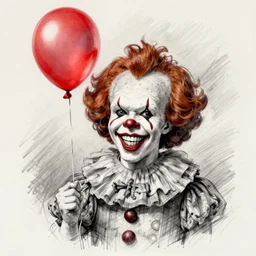 surrealism grunge cartoon portrait sketch of a flower inside a balloon with a wide smile and a red balloon by - michael karcz, loony toons style, pennywise style, horror theme, detailed, elegant, intricate