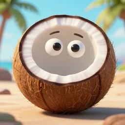 the kokonut nut is a giant nut, coconut, coconut, cartoon, cartoon, highly detailed, sharp, cinematic, 8 k,