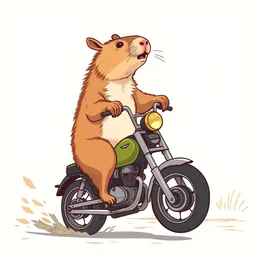 a capybara doing a wheelie on a motorcycle, high quality digital art