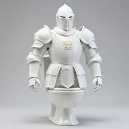 white oversized giant knight wearing white porcelain toilet bowl armor