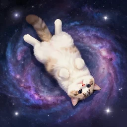 cute cat falling into the galaxy