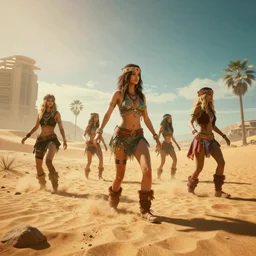 Dancing hippies in the desert. Cyberpunk 2077. CP2077. 3840 x 2160