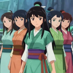 a k - pop girl group, in the style or avatar the last airbender, anime, ultra detailed,