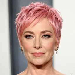 photo of a gorgeous 50-year-old Gillian Anderson with pink pixie cut hairstyle  by Mario Testino, detailed, head shot, award winning, Sony a7R -
