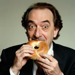 larry david eating a bagel in the style of salvador dali hyper realistic, 8 k, hd