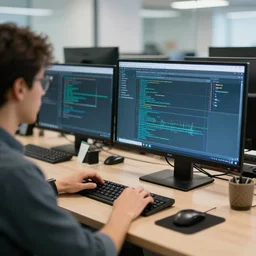 photo of a software developer working