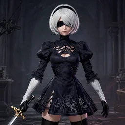 Screenshot of 2B (Nier Automata) as a survivor in Dead By Daylight