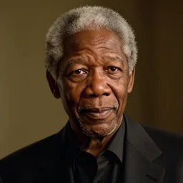 a cinematic film still of Morgan Freeman starring as Frank Lucas, portrait, 40mm lens, shallow depth of field, close up, split lighting, cinematic