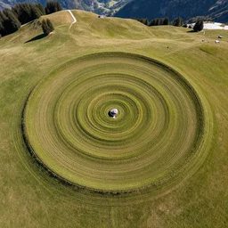 aerial photo of crop circle in the alps
