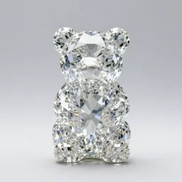 a diamond carved in the shape of a bear, studio lighting, high res photograph