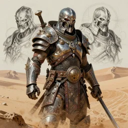 dune themed brutal sardaukar warrior, desert breathing armor, graffiti, sketch by sachin teng, moebius, artgerm, michael cheval, esao andrews, francois boucher, masterpiece, intricate organic painting, matte painting, hard edges, highly detailed, cinematic lighting character art movie poster by drew struzan