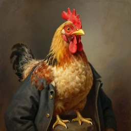 a man dressed as a chicken, highly detailed painting by gaston bussiere, craig mullins, j. c. leyendecker 8 k