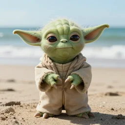 sad real life Yoda on the beach