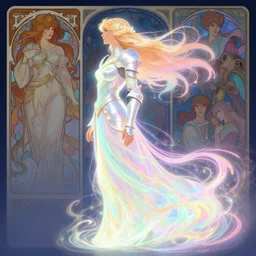 side profile concept art by christophe vacher of imogen poots as a paladin, gloomhaven, luminescent, colorful swirly magic ripples, pastel colors, by lawren harris, alphonse mucha, thomas blackshear, eve ventrue, sherree, ilya kuvshinov, magali villeneuve, jeremy lipkin, rob rey, artgerm