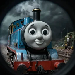 creepy found footage of Thomas the tank engine 🥺🥺🥺🥺🥺🥺 super close up zoom fish eye staring into your soul terrifying backrooms horror