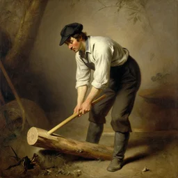 male woodcutter, painting by delphin enjolras, j. c. leyendecker, yoji shinkawa