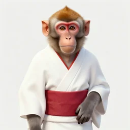 macaque monkey into a kimono