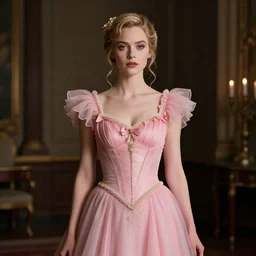 ghost woman in a pink dress in a great gatsby style of fashion