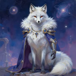 A cyborg Arctic Fox as the ultimate tyrant emperor of the universe. Realistic sci-fi concept. Trending on ArtStation. A vibrant digital oil painting. A highly detailed fantasy character illustration by Wayne Reynolds and Charles Monet and Gustave Dore and Carl Critchlow and Bram Sels