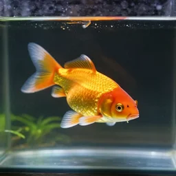 gold carp in a fishbowl, photorealistic