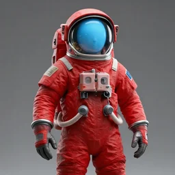 a red suit astronaut high detail, with a light blue face, 4 k, real