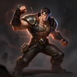 garen flexing, backlight trending on artstation