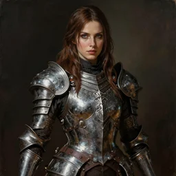 the elder scrolls vi character brunette female portrait partially clothed in exquisitely deatiled metal - plated battle armour, atmospheric lighting, painted, intricate, volumetric lighting, beautiful, rich deep colors masterpiece, sharp focus, ultra detailed by leesha hannigan, ross tran, thierry doizon, kai carpenter, ignacio fernandez rios