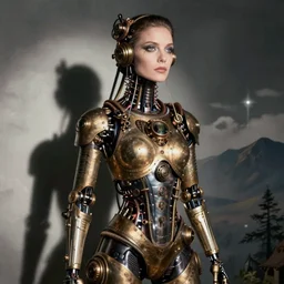 photography of beautyful female android steampunk by joel peter witkin,