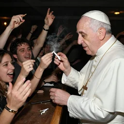 the pope doing a line of cocaine in a club, people cheering him on, highly detailed, 4k