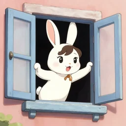 a scene of a rabbit girl breaking into a residence window, comic book art, by yoji shinkawa and takehiko inoue and kim jung gi, masterpiece, perfect