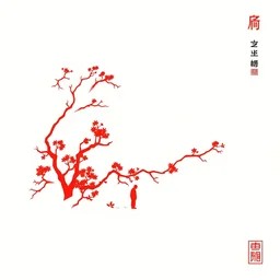 a wandering mind, logo, simple white background victo ngai, kilian eng, red palette