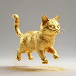 a cat made out of golding floating powder, digital art, 4 k, unreal engine