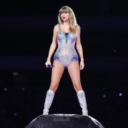 taylor swift standing on top of someone