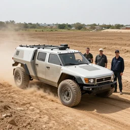 ground vehicle designed by sebastian luca and pablo carpio and edgaras cernikas and wang ke and damon greenhalgh, in wide view shot.