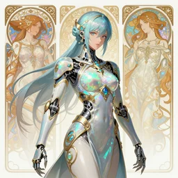 anime iridescent opal cyborg shinobi, intricate ornate details, morandi color scheme, fantasy, elegant, highly detailed, wide angle, digital painting, artstation, concept art, smooth, sharp focus, illustration, wallpaper, splash art, league of legends, art by artgerm and greg rutkowski and alphonse mucha and jin xiaodi