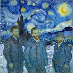 julius sergius klever and vincent van gogh and claude monet and thomas kinkade icy winter landscape trees and snow beautiful midnight night