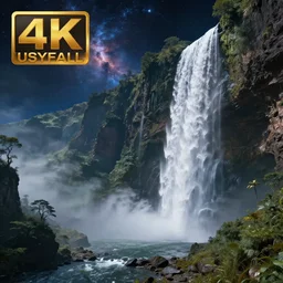 skyfall and waterfall in space, fantasy artwork, very beautiful scenery, hd, hdr, ue 5, ue 6, unreal engine 5, cinematic 4 k wallpaper, 8 k, ultra detailed, by popular digital, details, beautiful image ever created, high resolution, artstation, award winning
